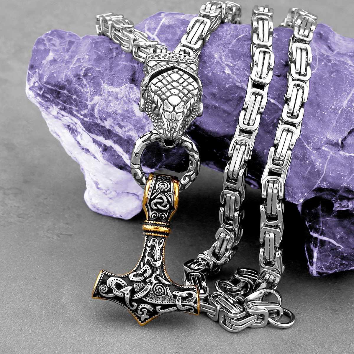 Nordic Odin Snake Head Necklac - đánh giá và giá Battle Rope Anchor