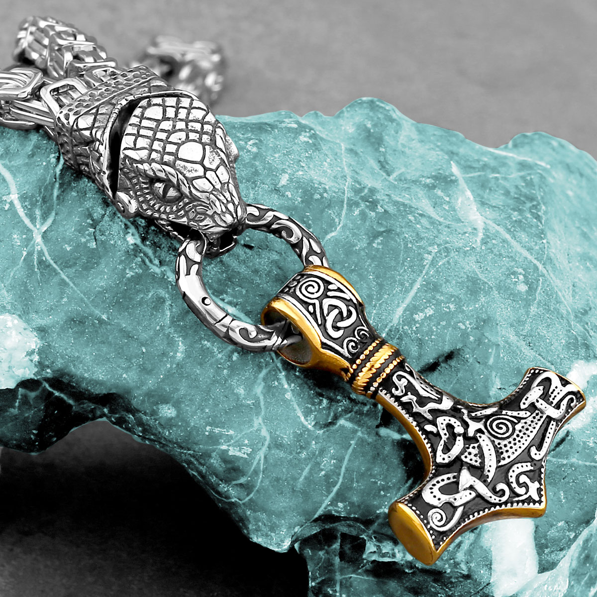 Nordic Odin Snake Head Necklac - đánh giá và giá Battle Rope Anchor