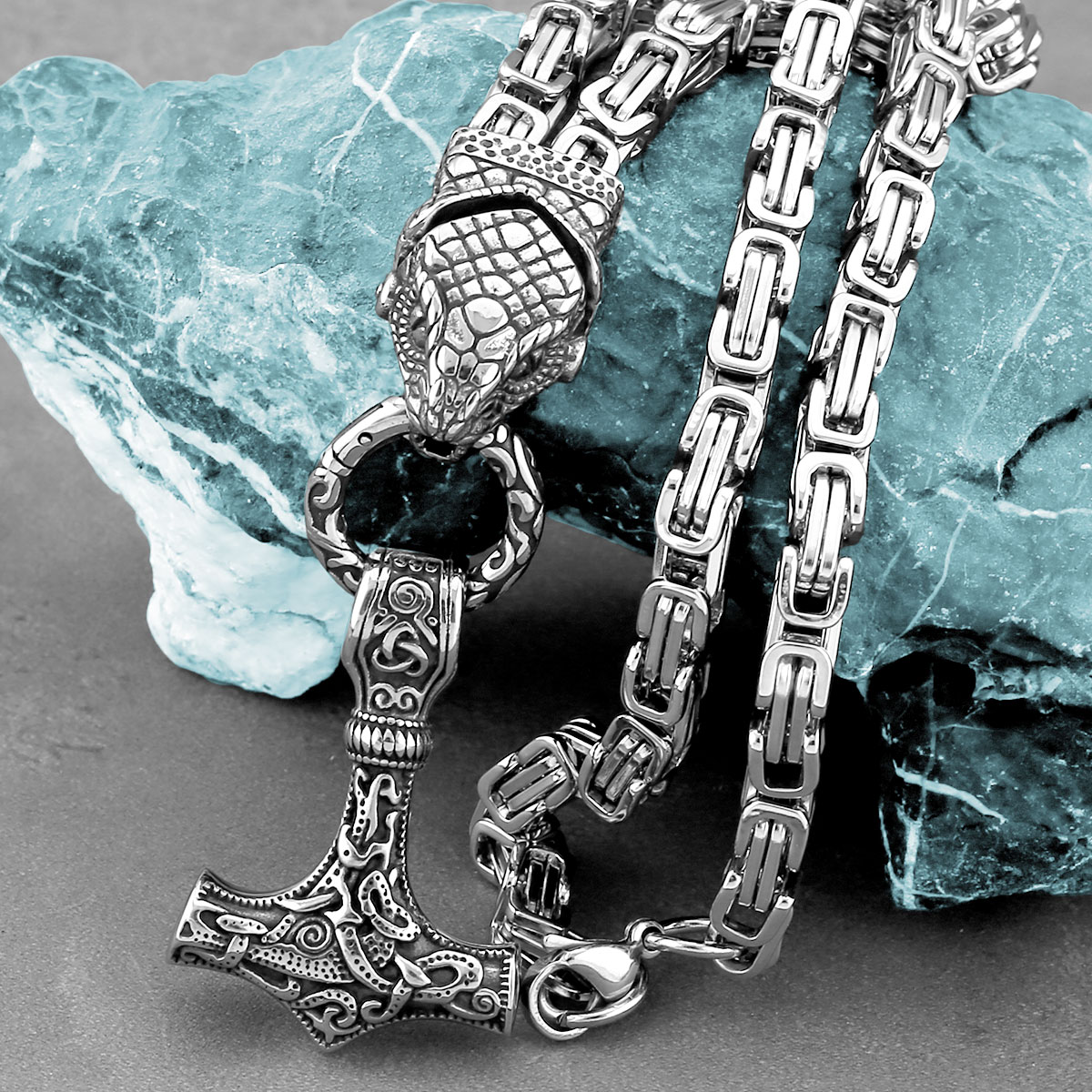 Nordic Odin Snake Head Necklac - đánh giá và giá Battle Rope Anchor